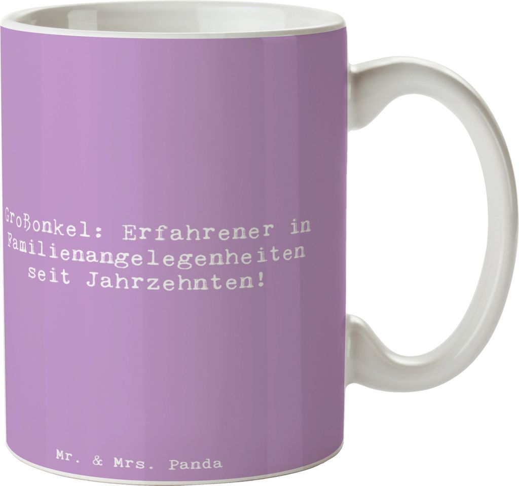 Mr. & Mrs. Panda Tasse Spruch Großonkel Erfahrung - Lavendeltraum - Geschenk, Kaffeetasse, Geburtstage, Familiengeschichte, Verwandtschaftsbeziehu...