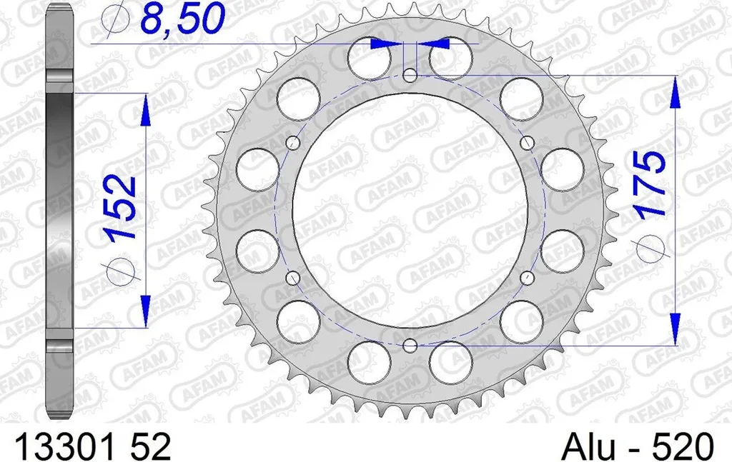 Pignon arrière AFAM 13301-520 en aluminium anodisé dur ultraléger
