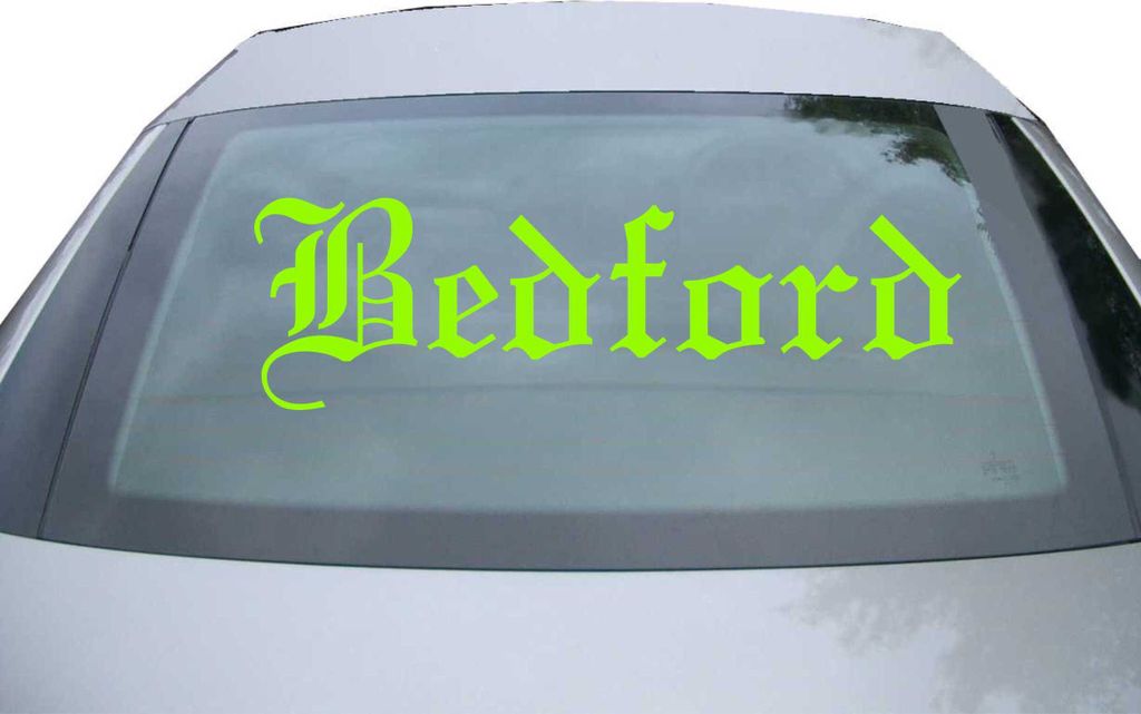 Indigos UG - Aufkleber Heckscheibe & Motorklappe DE6596 - neongrün - 600x180 mm - Bedford - Auto Scheiben Fenster Heckklappe Tuning Racing JDM - D...