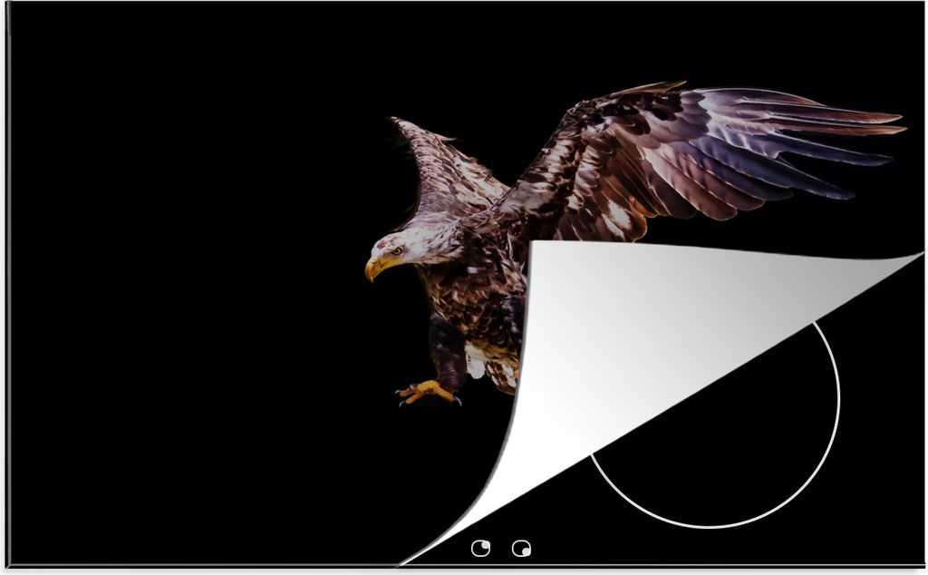 KitchenYeah Herdabdeckplatte Adler - Vogel - Federn , 81x52cm, Küche Deko, Glaskeramikfeld Herdabdeckung, Abdeckplatte fùr Kochfeld