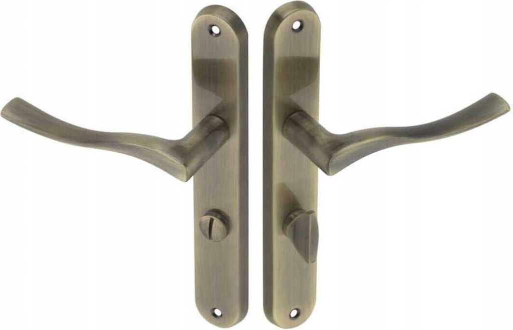 Innentürgriff, langes WC-Schild, links, Altmessing