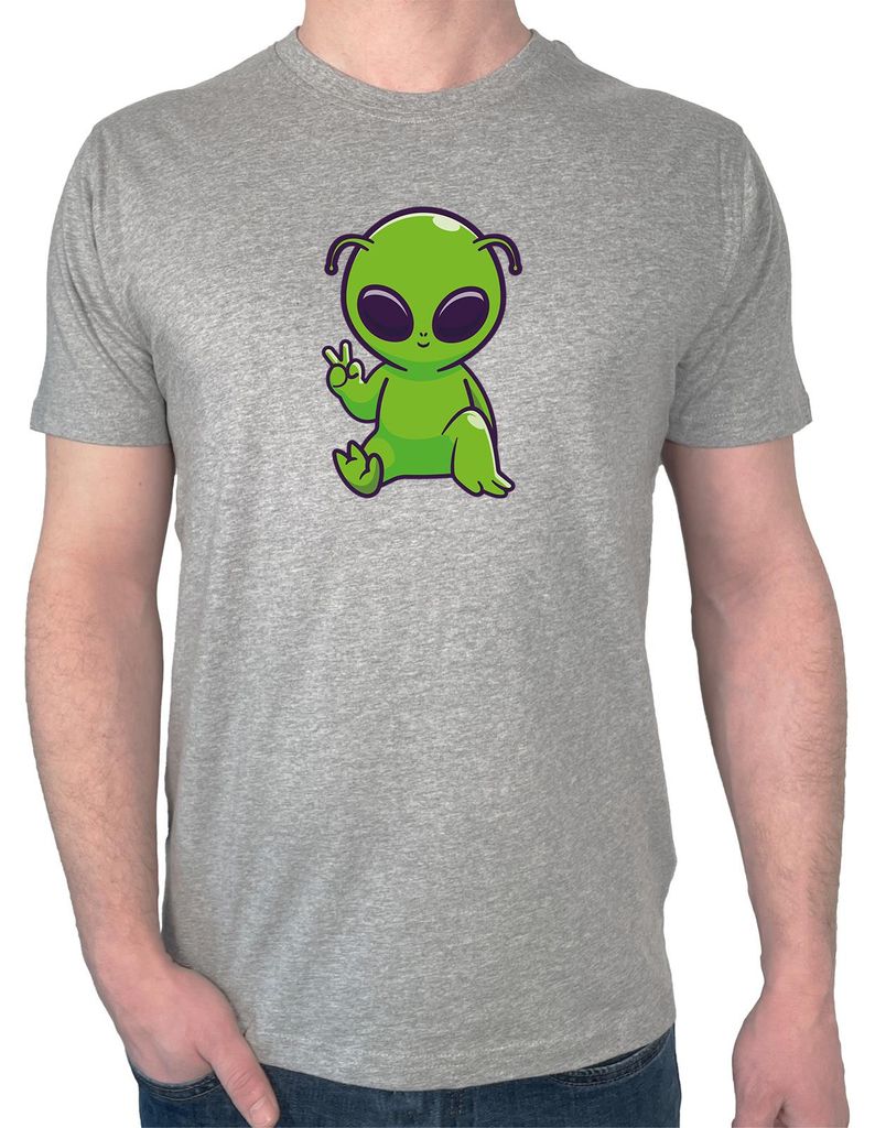 Huuraa Herren T-Shirt Alien Comic 3XL Sport Grey Bio Baumwolle Fairtrade Herrenshirt Geschenkidee
