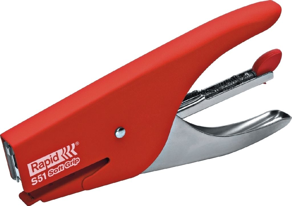 Heftzange S51Soft Grip Metall 12 Blatt rot Packung mit 5 Stück