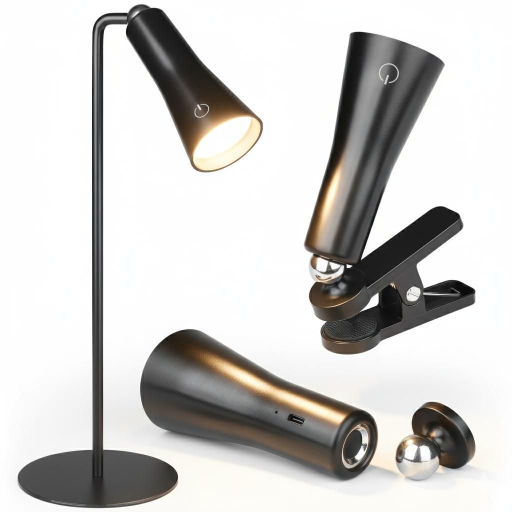 MasterLED Schreibtischlampe – 5 W – 4000 K neutralweiß – schwarz – akku dimmbar – nachttischlampe – klemmleuchte – led schreibtischl...