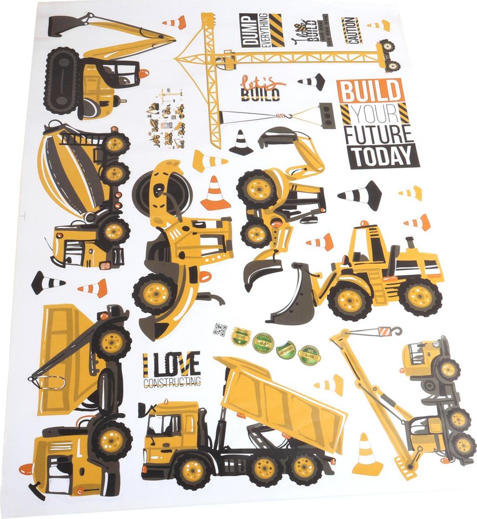 Little Deco Wandsticker Bagger Fahrzeuge Set, Wandsticker mit Baumaschinen, Wandtattoo für das Kinderzimmer,Baustelle Wandaufkleber Junge Babyzimm...