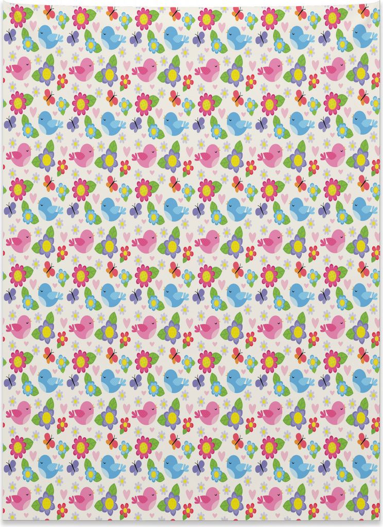 Abakuhaus Tier Wandteppich, Schöne Blumen Natur Vögel aus Weiches Mikrofaser Stoff Kein Verblassen Klare Farben Waschbar, 110 x 150 cm, Mehrfarbig