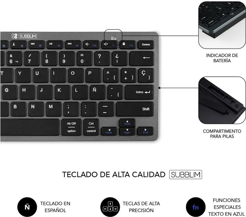 Dites adieu aux câbles : Combo Clavier Souris Subblim OCO020 Multi-Support - 7