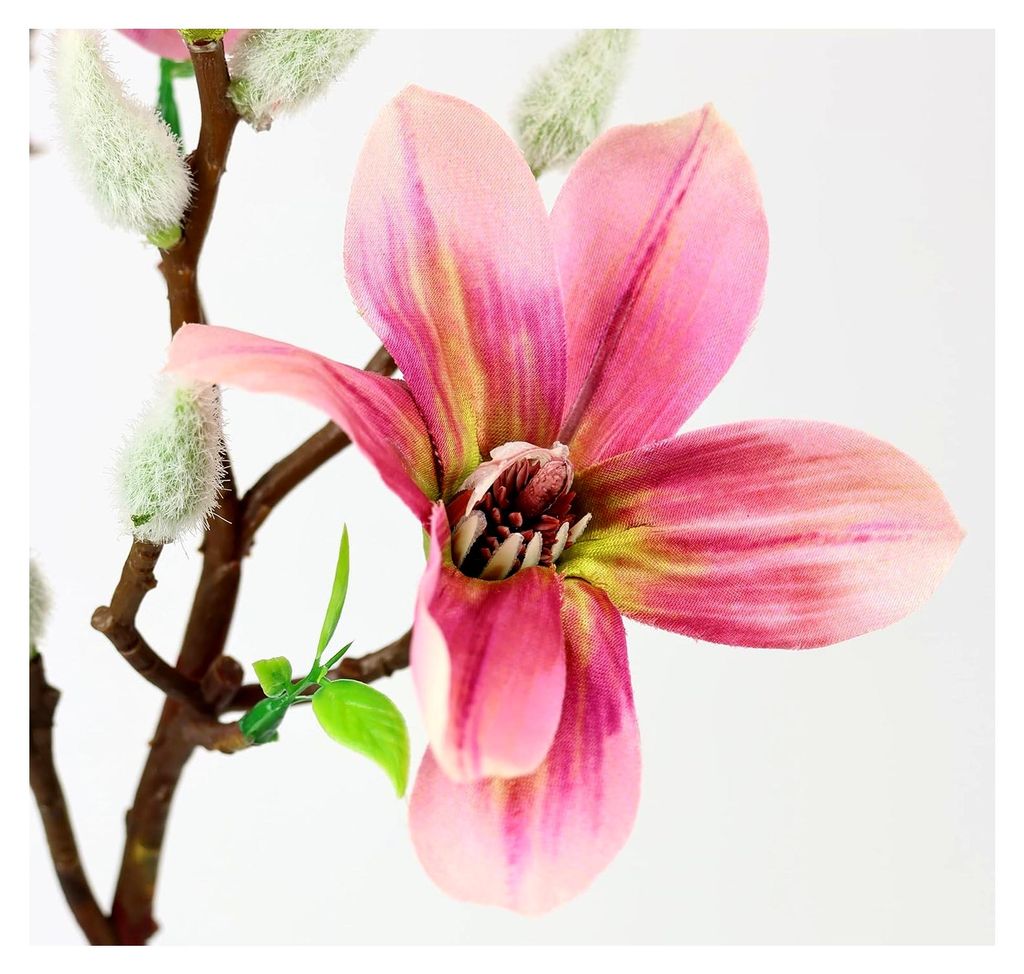 Künstlicher Magnolienzweig Kunstblume Magnolie Bündel Kunstpflanze Raumdeko Frühlingsdeko Dekozweig Einzelblume Knospen Blüten Hochzeit Bouquet...