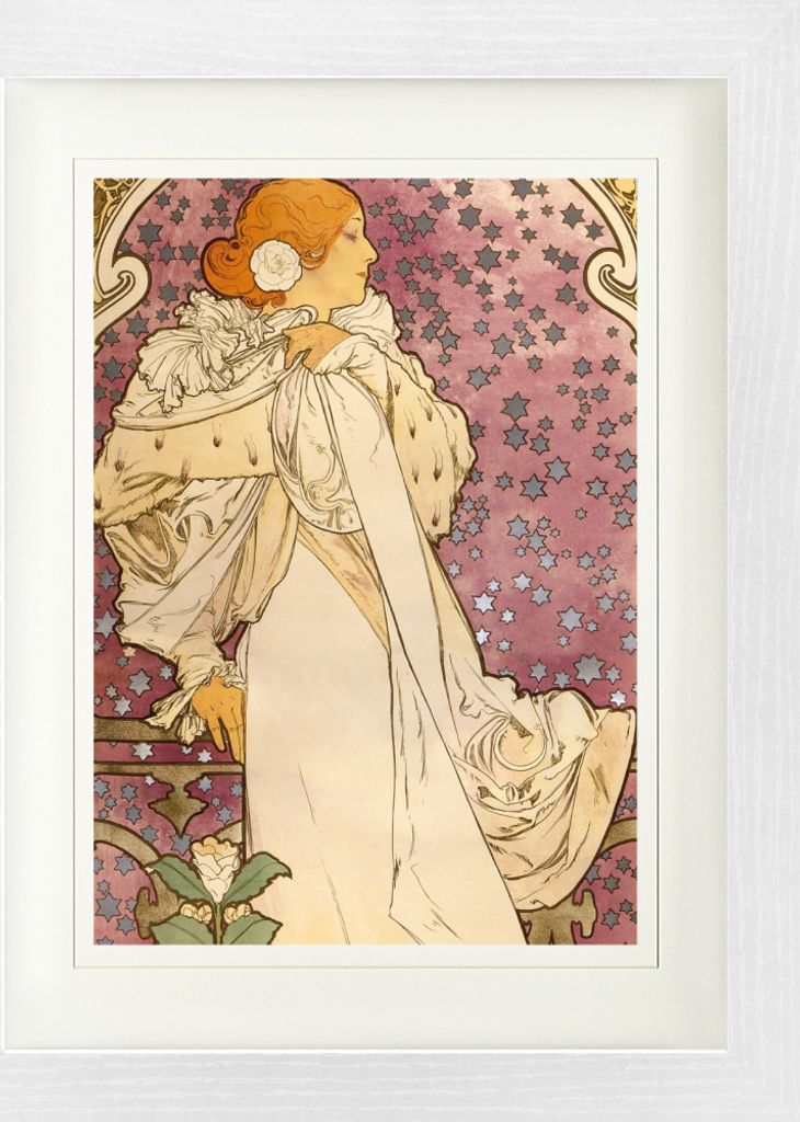 Alphonse Mucha Gerahmtes Bild Mit Edlem Passepartout | Wand-Bilder | Im Bilderrahmen - Sarah Bernhardt, Die Kamelien-Dame, 1896 (40 x 30 cm)