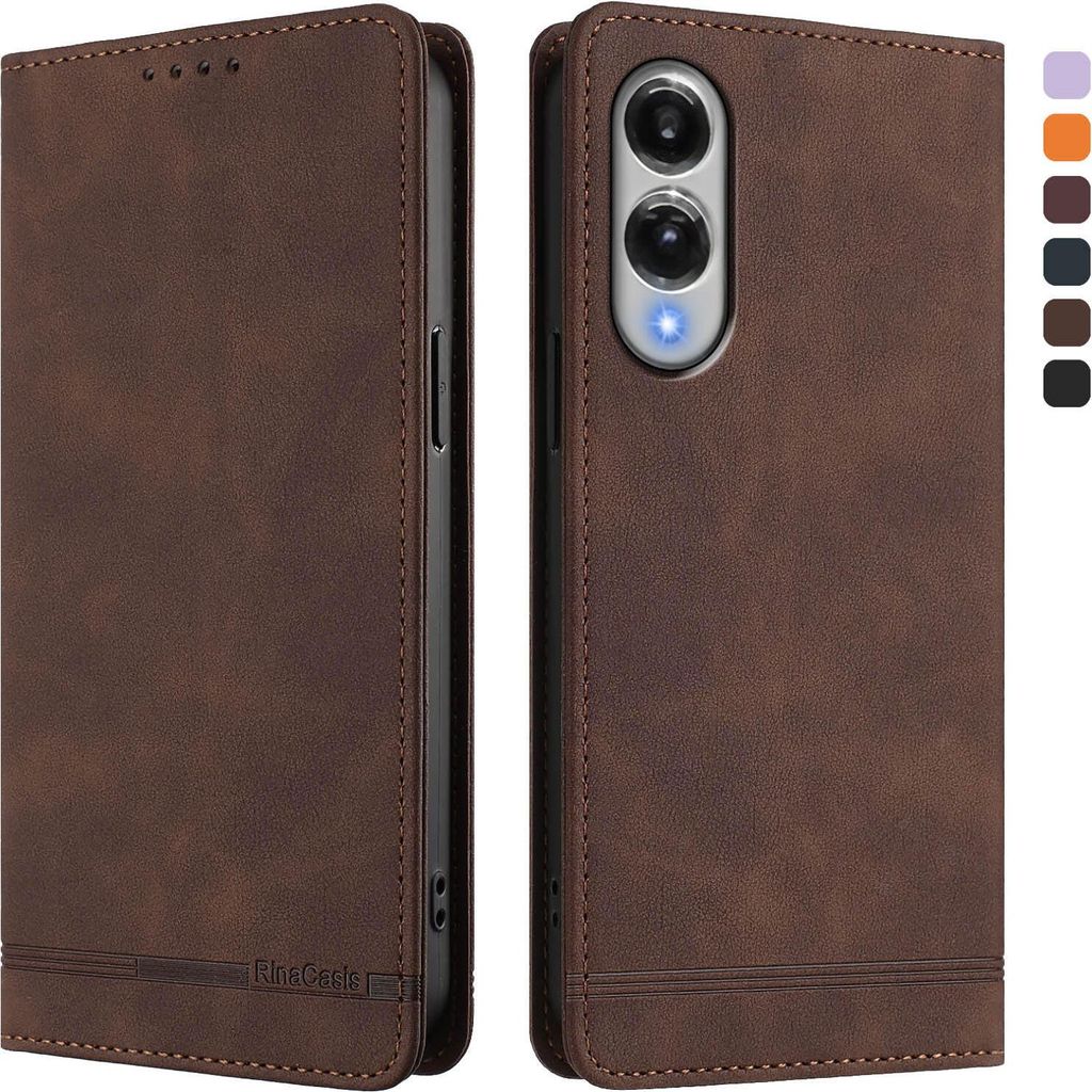 Hülle für Samsung Galaxy S25 Edge, Retro Kunstleder Ständer Klapphülle mit Kartenfächer und Magnetische Braun