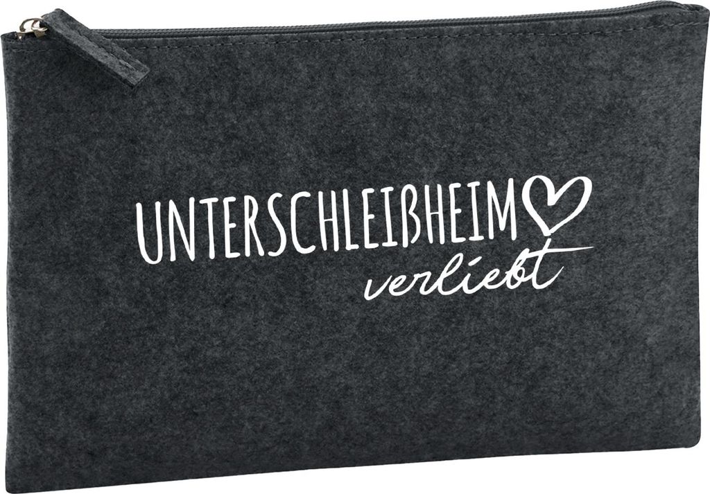 Huuraa Kulturbeutel Unterschleißheim verliebt 1 Liter Charcoal Filz Kosmetiktasche Geschenkidee