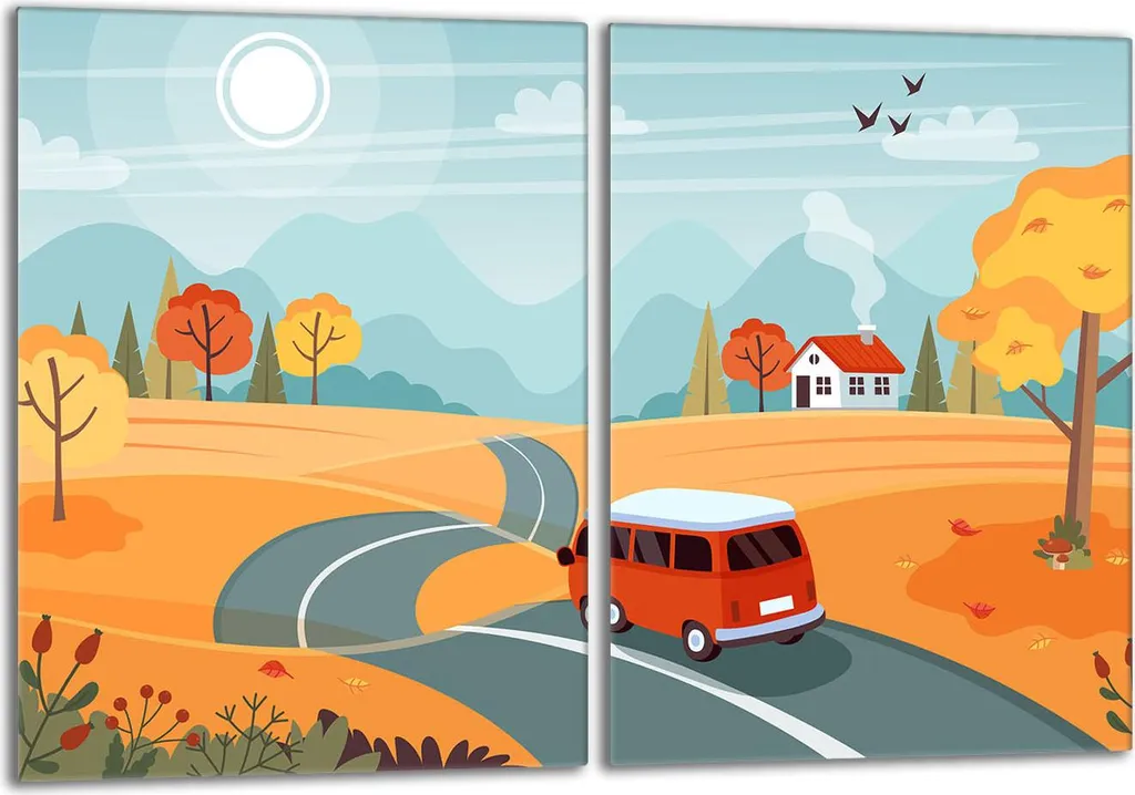 Copertura Piano Cottura 40x52 Autumn Village Vetro - Arte in Cucina