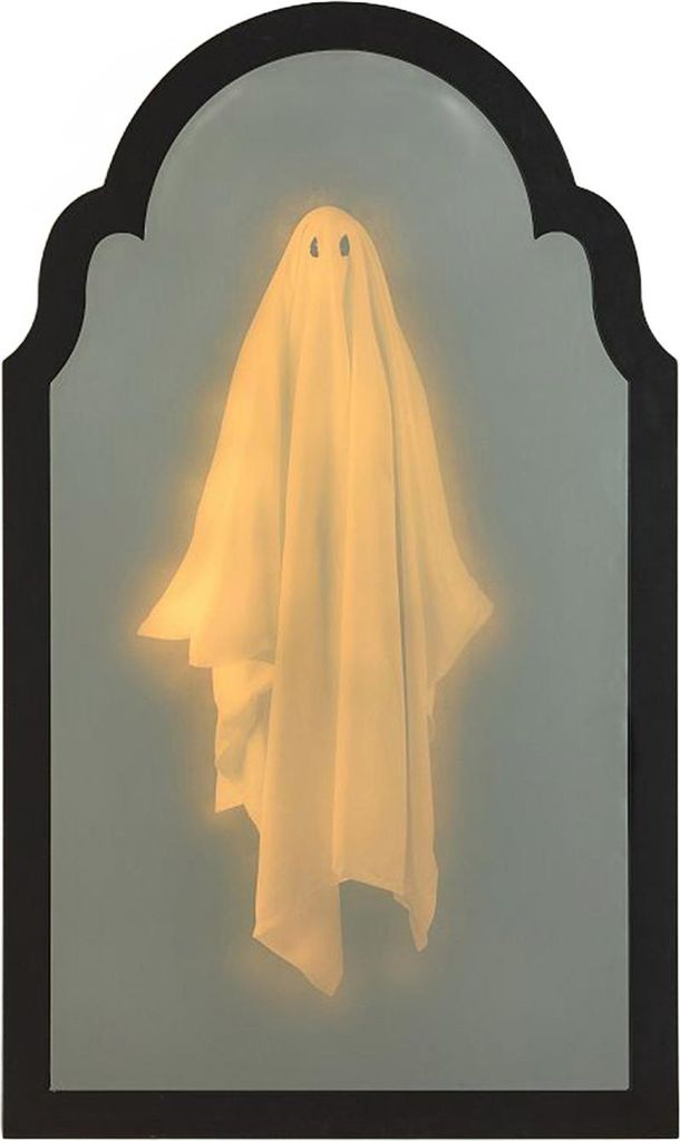 Halloween-Hologramm-Geisterspiegel, LED-Beleuchtung, gruseliger Geisterspiegel für Halloween, für drinnen und draußen, Spukhaus-Raumdekoration