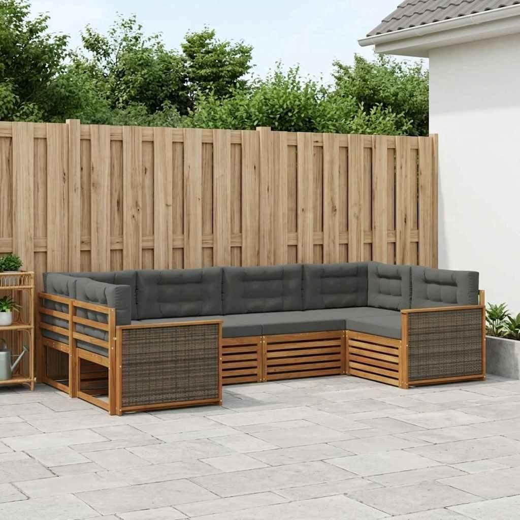 Möbel Outdoor-Sofagarnitur mit Kissen 6 pcs Natur und AnthrazitGartensofas - Gartensofas c1477
