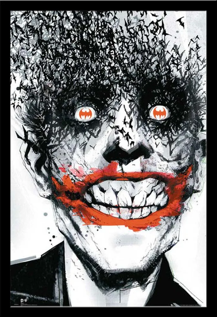 Poster Batman Comic Joker Bats avec Cadre Noir Shinsuke Maxi MDF 61x91