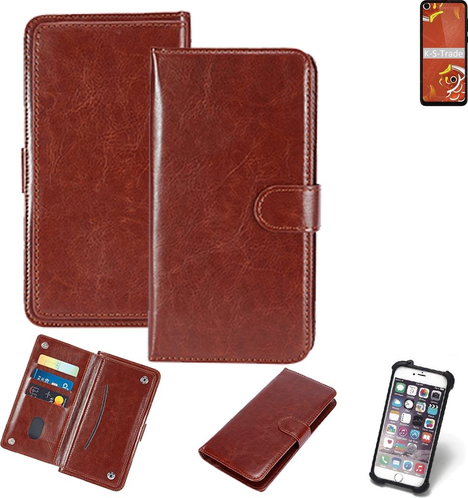 K-S-Trade 360° Hülle kompatibel mit Motorola P50 braun Kunstleder Case BookCase WalletCase Kunstlederederhülle Handyhülle, Rundumschutz Bumper