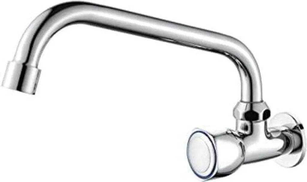 Robinet mural cuisine double bec rotatif gain de place finition inox