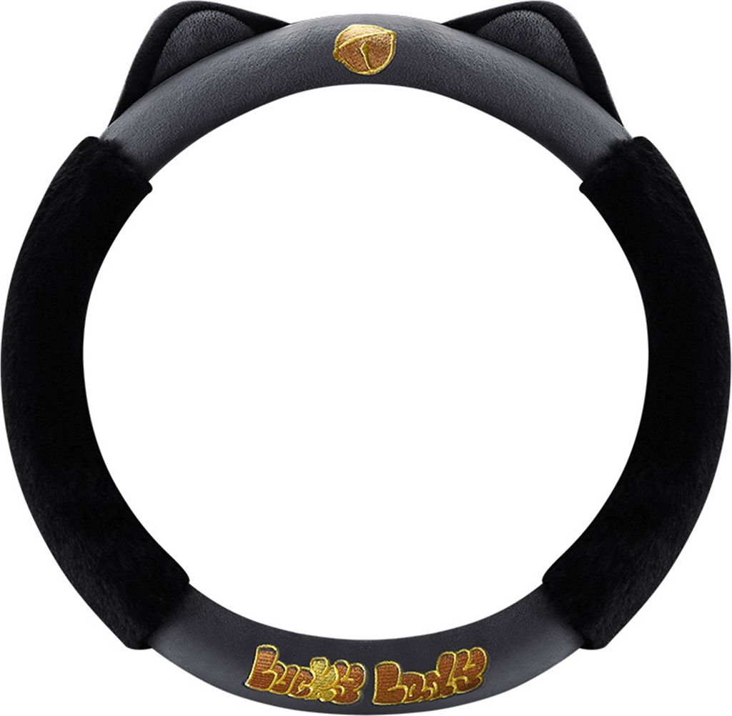 Lenkradbezug, rutschfest, kratzfest, weich, universell, süßes Lenkradkissen aus Plüsch mit Katzenohren, Auto-Innenausstattung