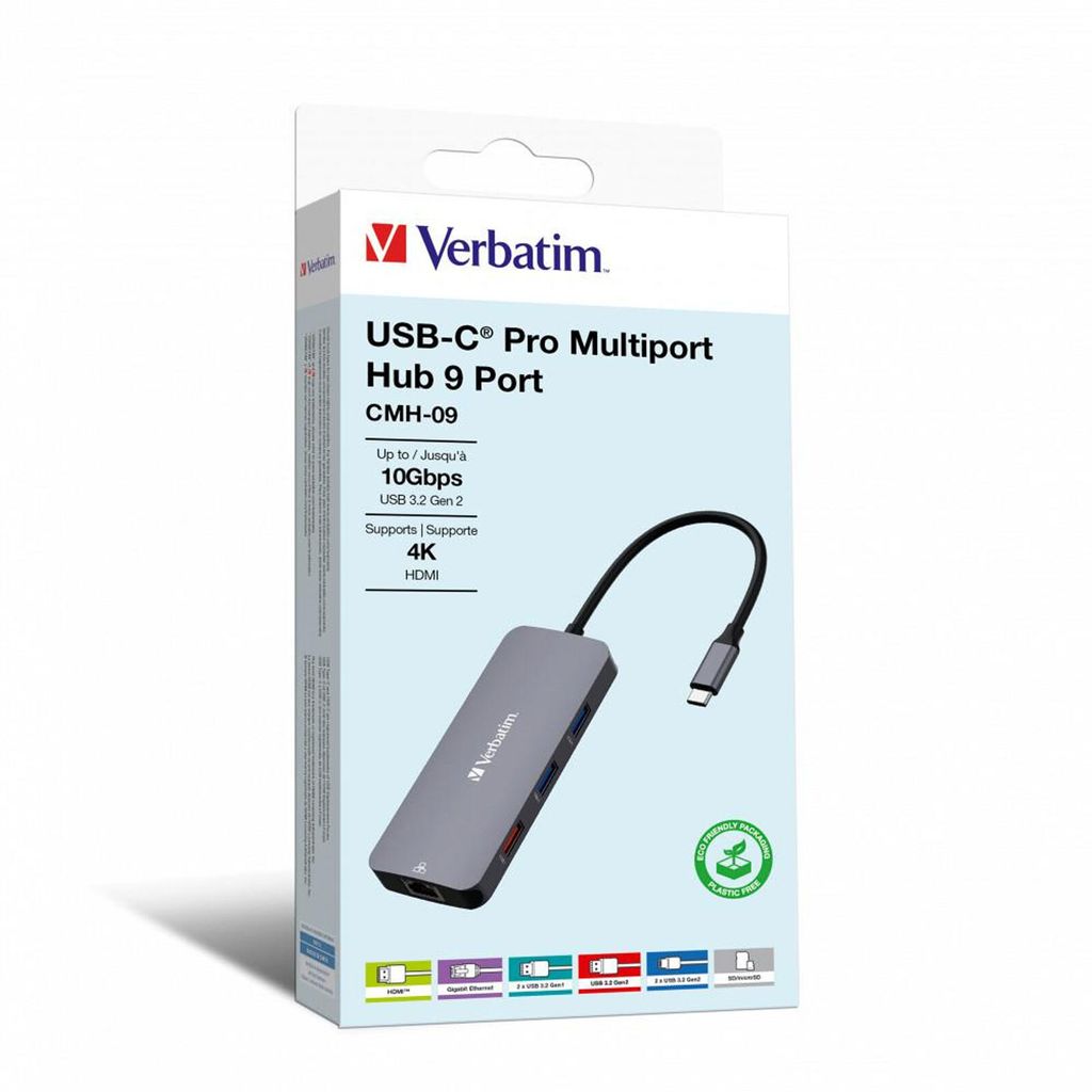 Verbatim CMH-09, USB typu C, HDMI, RJ-45, USB 3.2 Gen 1 Obrázek produktu 