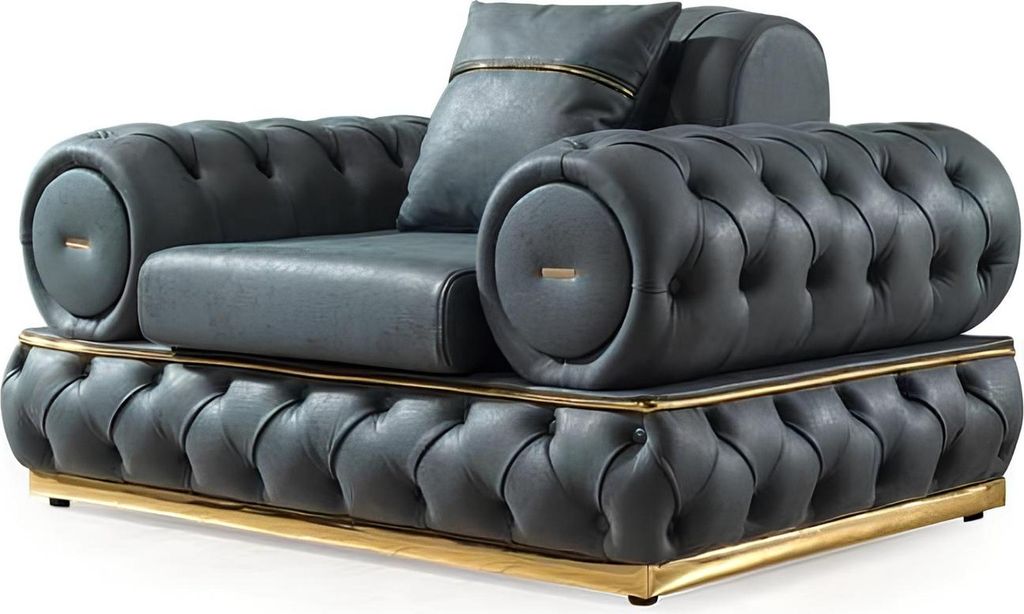 Sofagarnitur 3+3+1 Sitzer Garnitur Sofa Sessel Sofas Leder Luxus Chesterfield