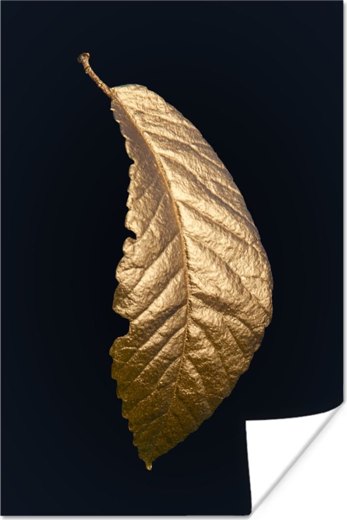 MuchoWow Poster Baum - Blatt - Gold 80x120 cm - Papierdruck