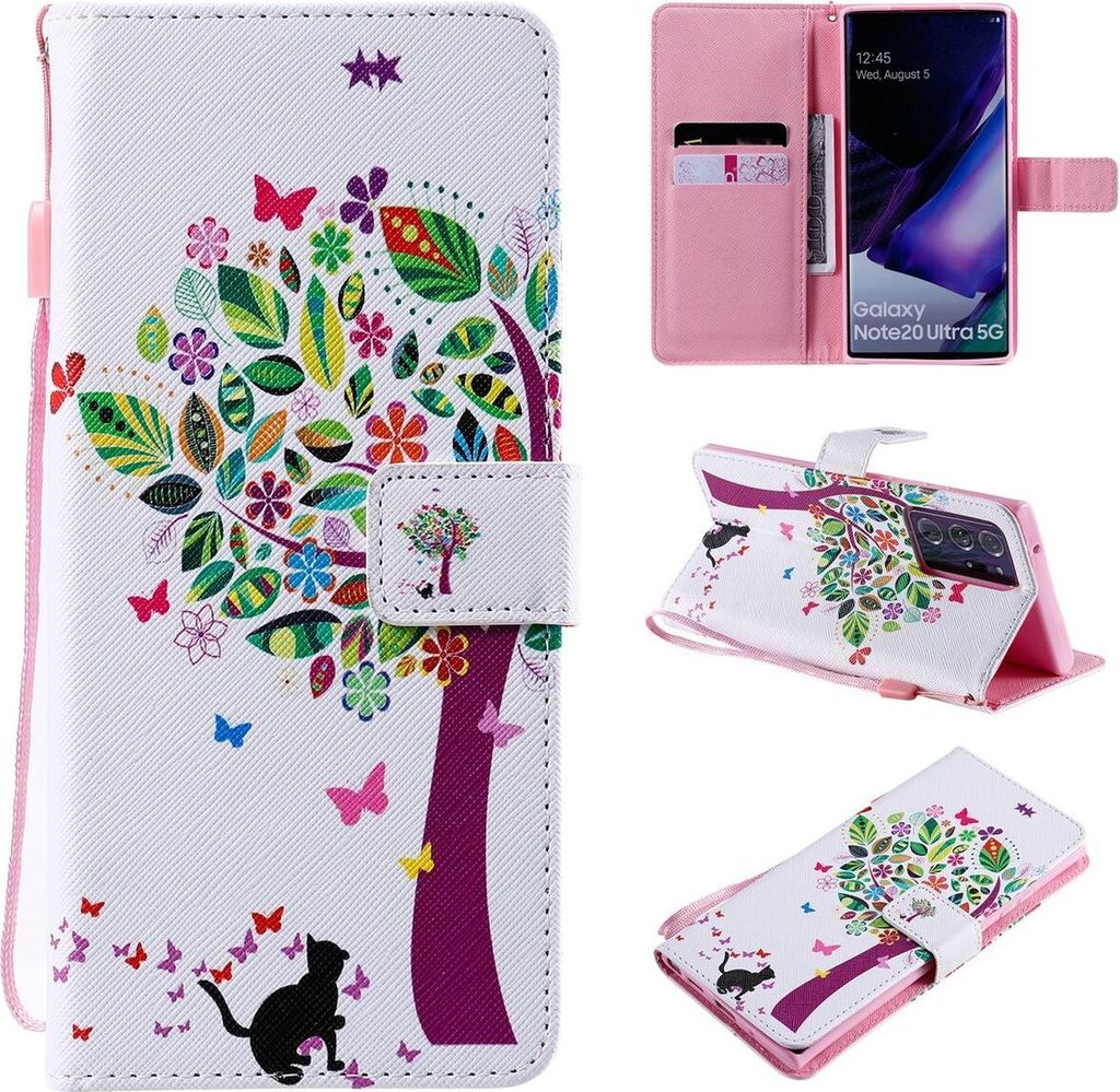 König Design Hülle kompatibel mit Samsung Galaxy Note 20 Ultra Kunstleder Handyhülle - Handy Case Mehrfarbig