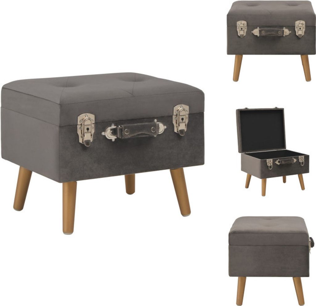 vidaXL Hocker mit Stauraum 40 cm Grau Samt - Truhen- & Flurbänke