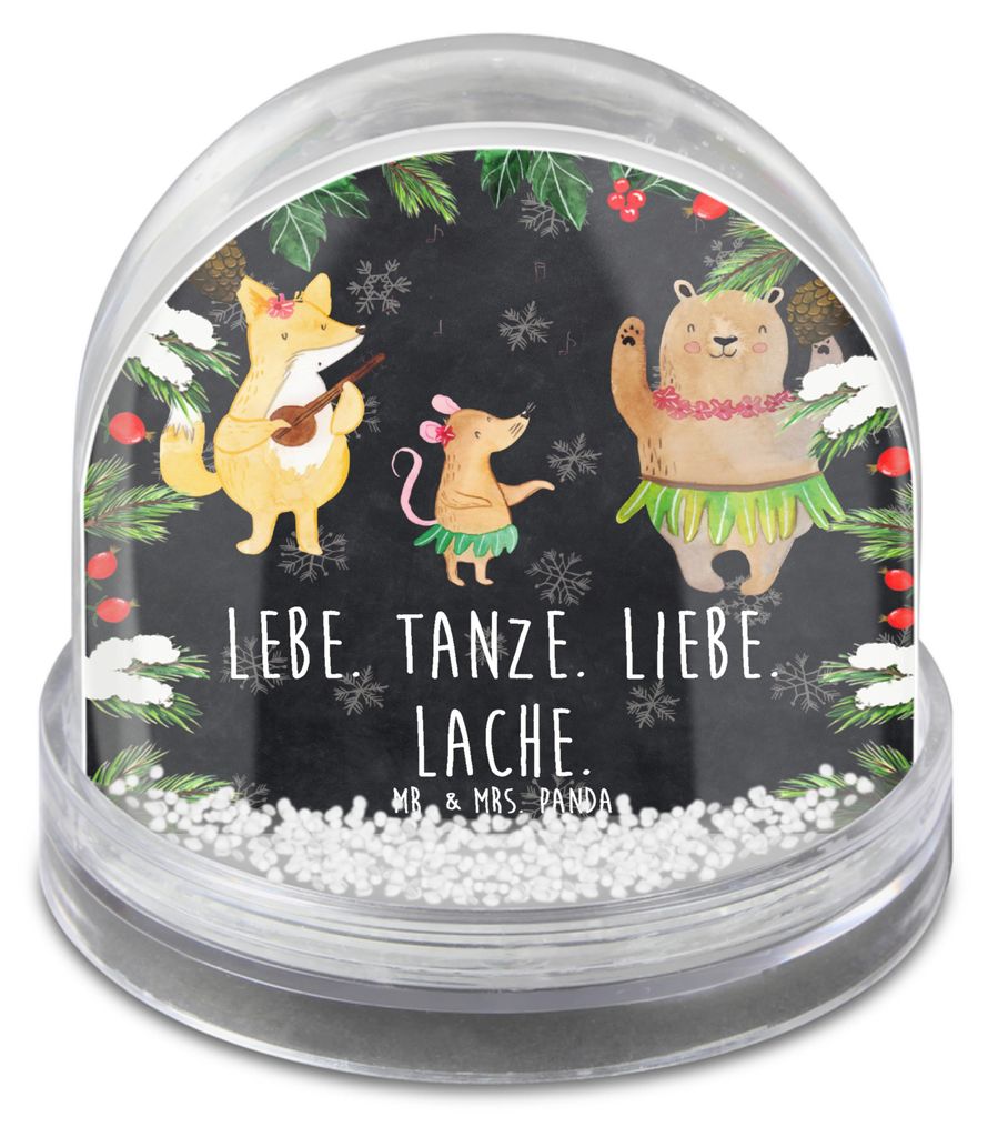 Mr. & Mrs. Panda Schneekugel Waldtiere Aloha - Kreidetafel - Geschenk, dekoartikel, Weihnachts, Musik, Hase, Igel, Wald, Bär, schnee kugel, wasser...