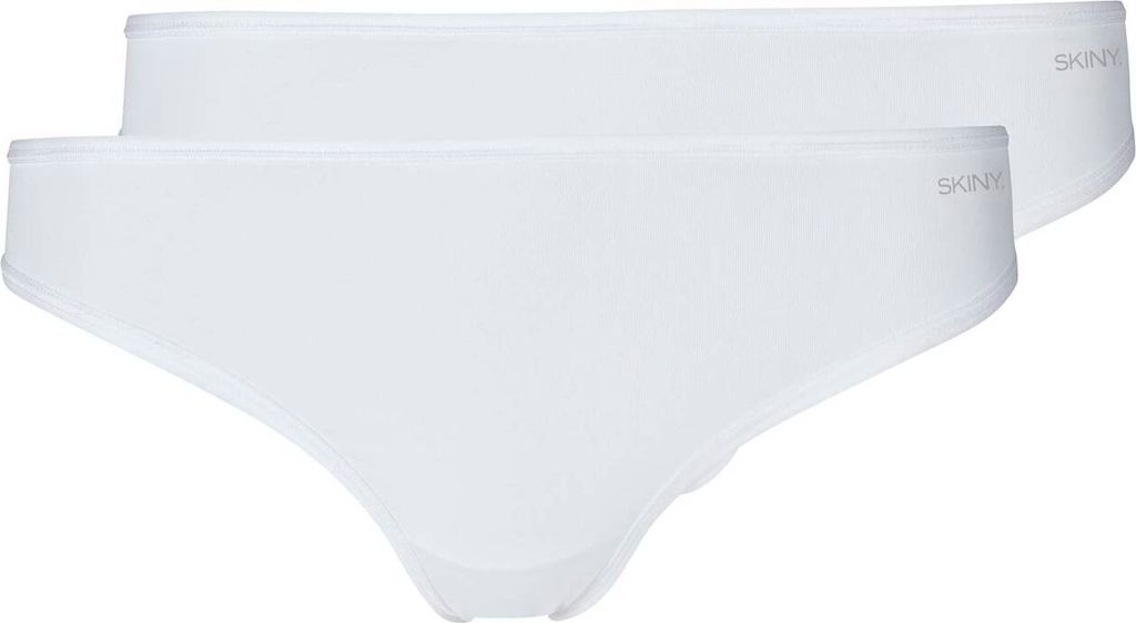 SKINY Damen String, 2er Pack - Thong, Advantage Micro, Mikrofaser Weiß L