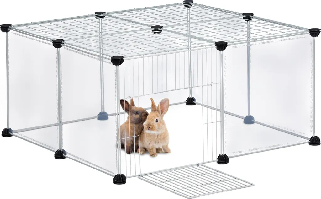 Parc Modulable en Plastique Transparent avec 12 Panneaux pour Rongeurs