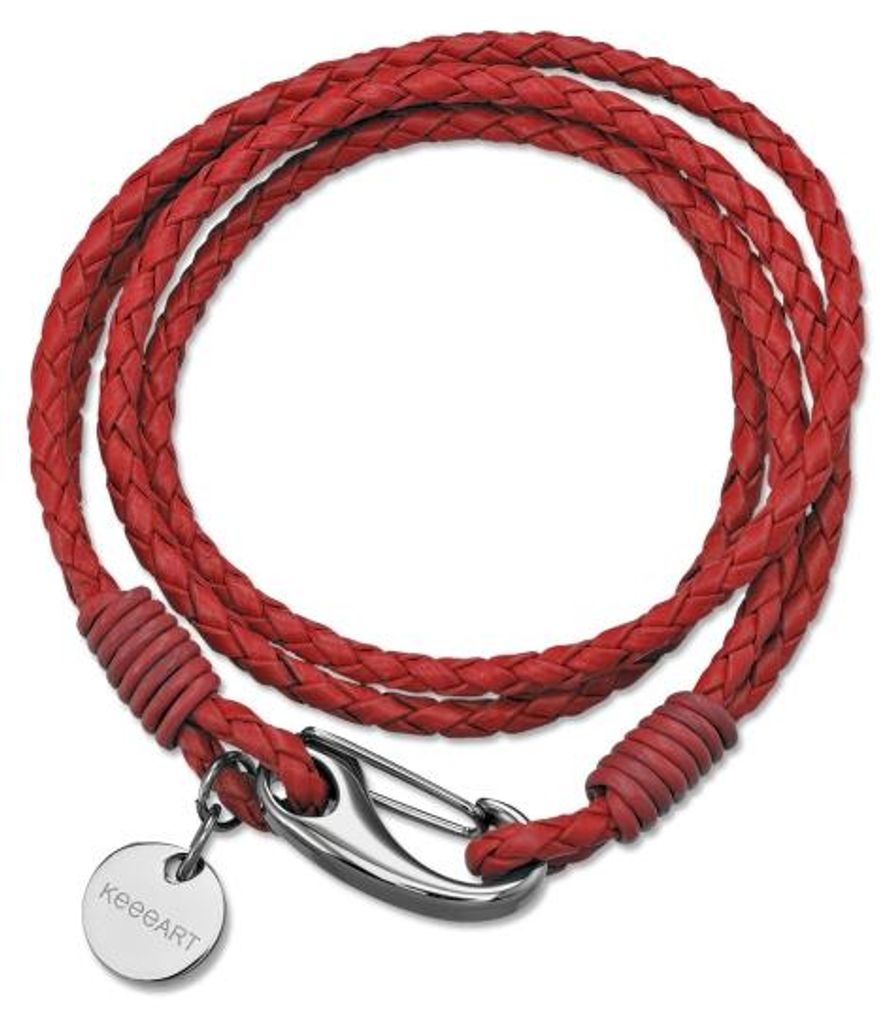 KeeeART Armband Damen Leder Karabiner Rot 19cm BTL024