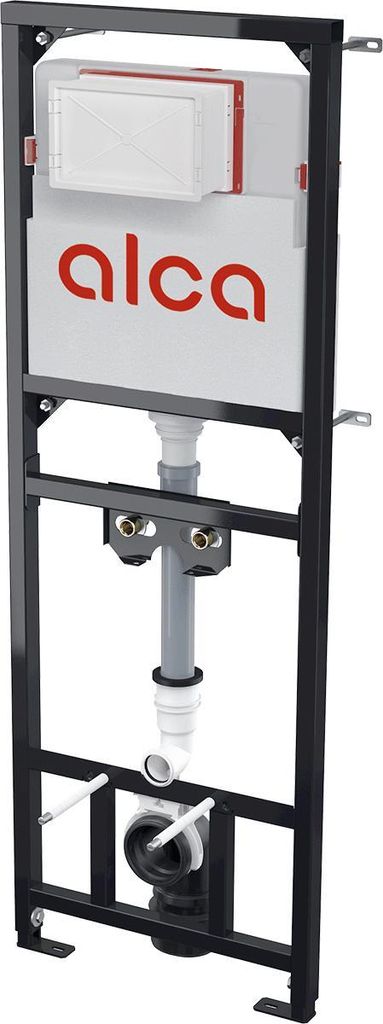 Alcadrain A108F/1500 Montagerahmen mit Kasten für Ausguss, Abfluss DN90/110 und Wandarmatur Anschluss