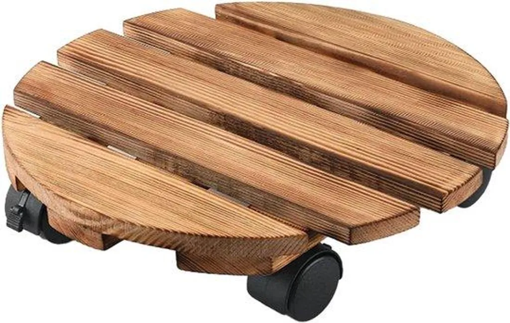 Support plantes intérieur et extérieur 30 cm - Chariot bois à roues