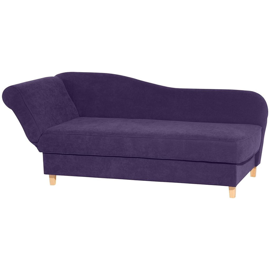 Recamiere mit Armteil links klappbar Katia Bezug Veloursstoff Buche natur / violett 22695