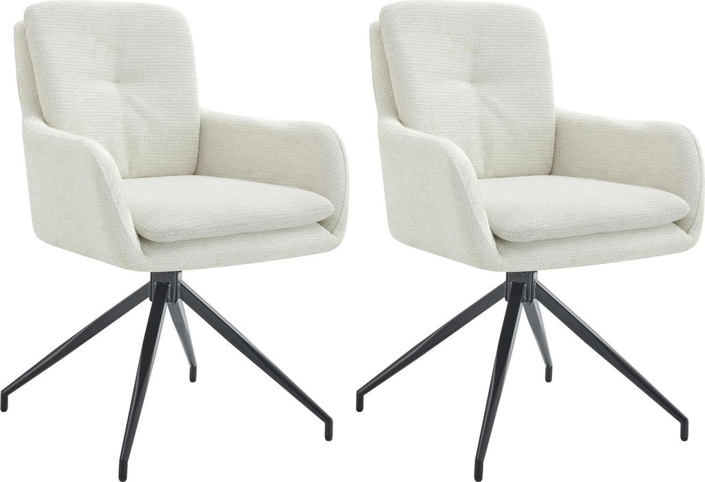 CLP 2er Set Esszimmerstühle Pickett Stoffbezug 180° Schwenkfunktion bis 150 kg creme