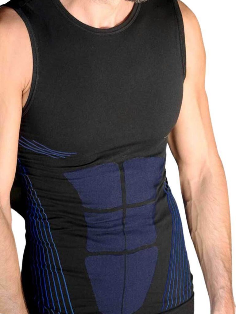 Multisport Atmungsaktives Sport Shirt ohne Ärmel schwarz/blau-S/M