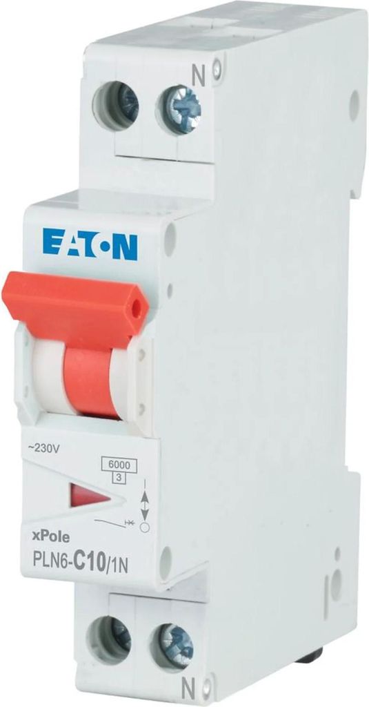 Eaton LS-Schalter 6kA C 10A/1pol+N 1TE Schmalbauweise Eaton PLN6-C10/1N-DE, 1 Stk.