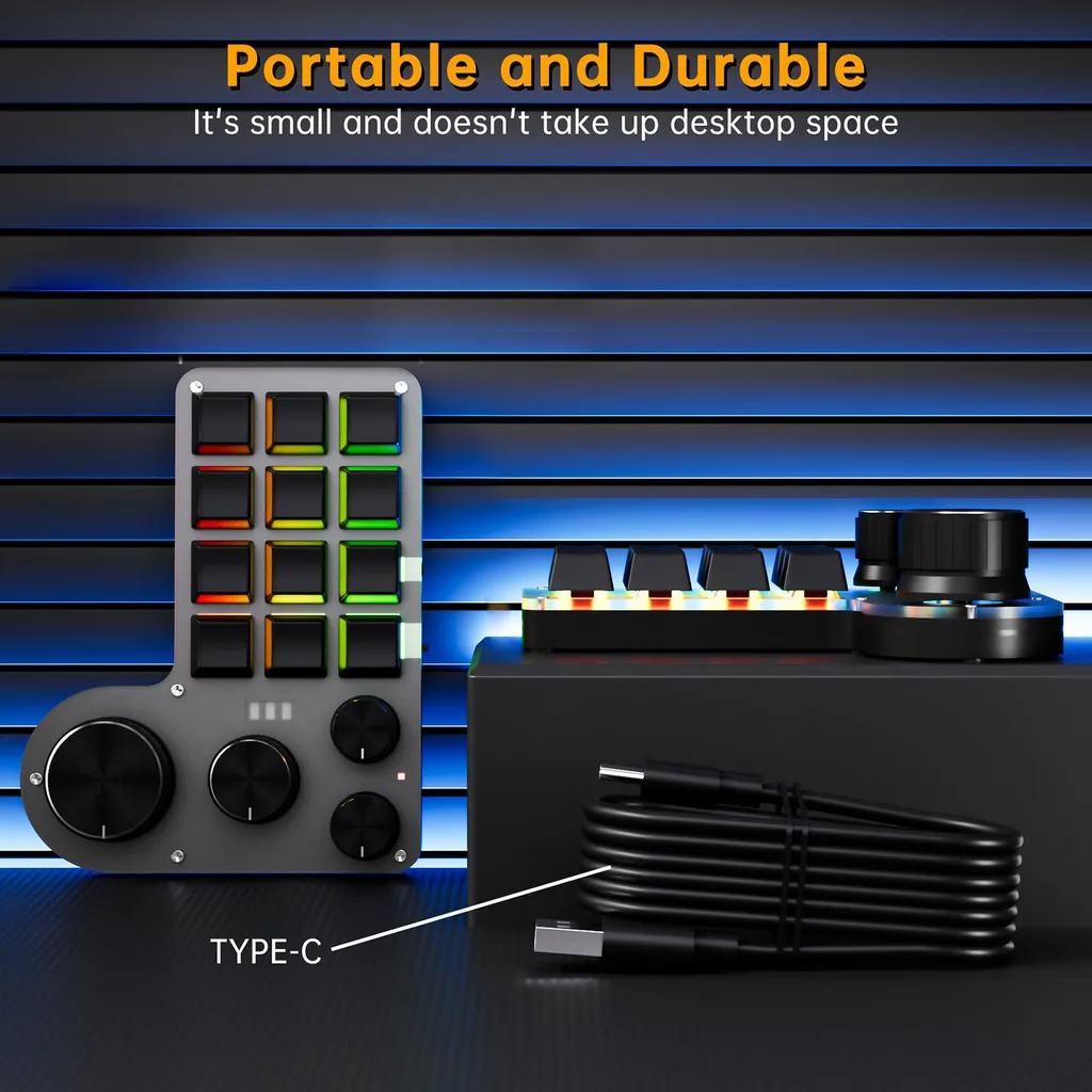 Clavier programmable 12 touches 4 boutons, double mode USB et Bluetooth - 4