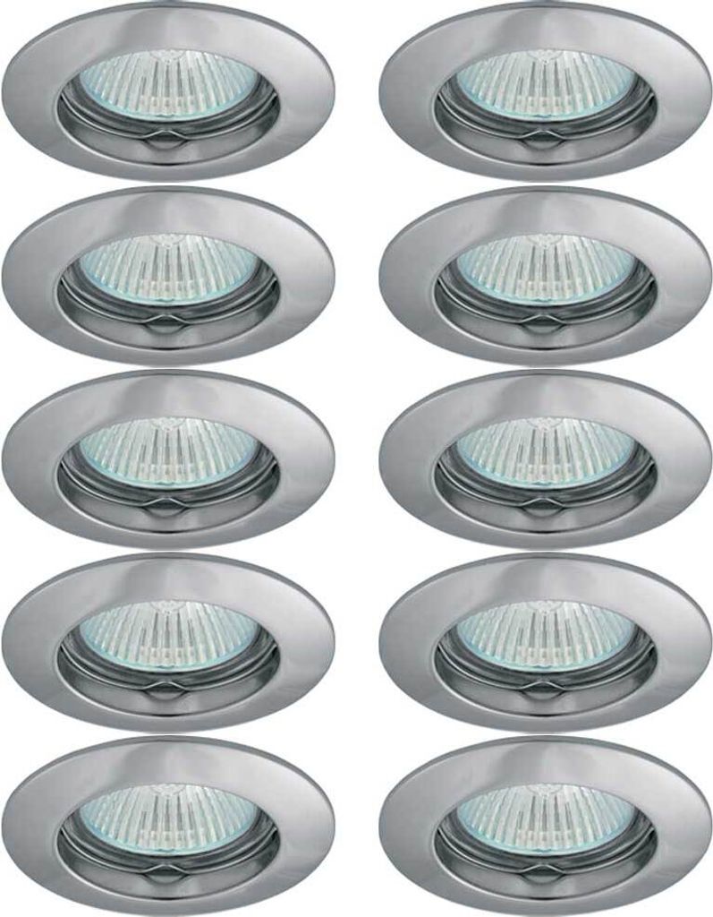10 x Einbaustrahler Einbauleuchte AXEL 5514 Chrom matt rund max. 35W ohne Leuchtmittel