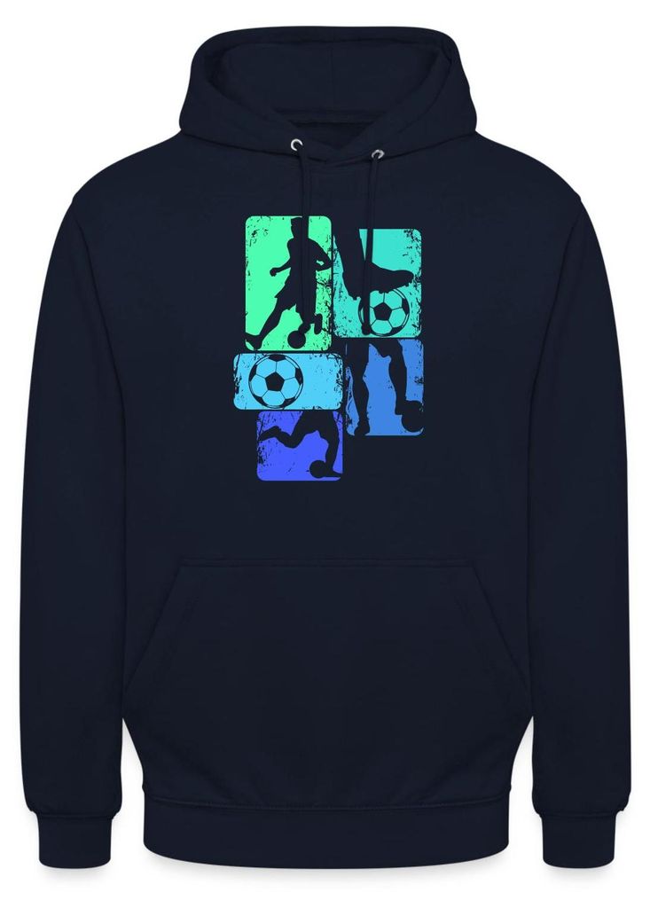 Spreadshirt Fußballspieler Silhouetten Mit Bällen Für Papa Uni Hoodie, L, Navy