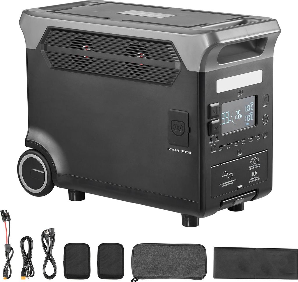 SucceBuy Tragbare Powerstation 3600 W, 3840 Wh, Solargenerator mit 10 Ausgangsanschlüssen, 6 einstellbaren Eingangsoptionen, LiFePO4-Batterie-Back...