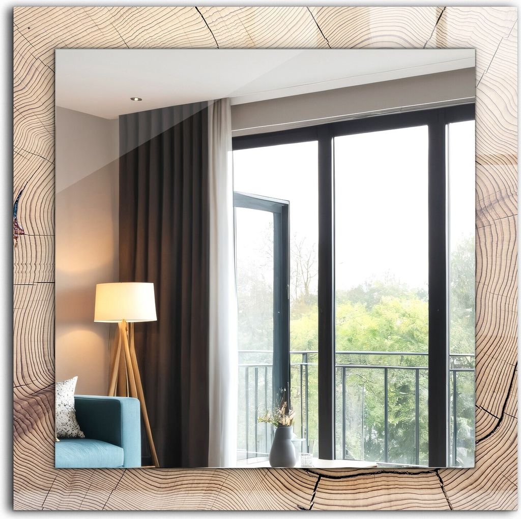 Dekorativer Wandspiegel - Bedruckter Spiegel - Motiv - 60x60 cm - Querschnitt Eines Baumstammes