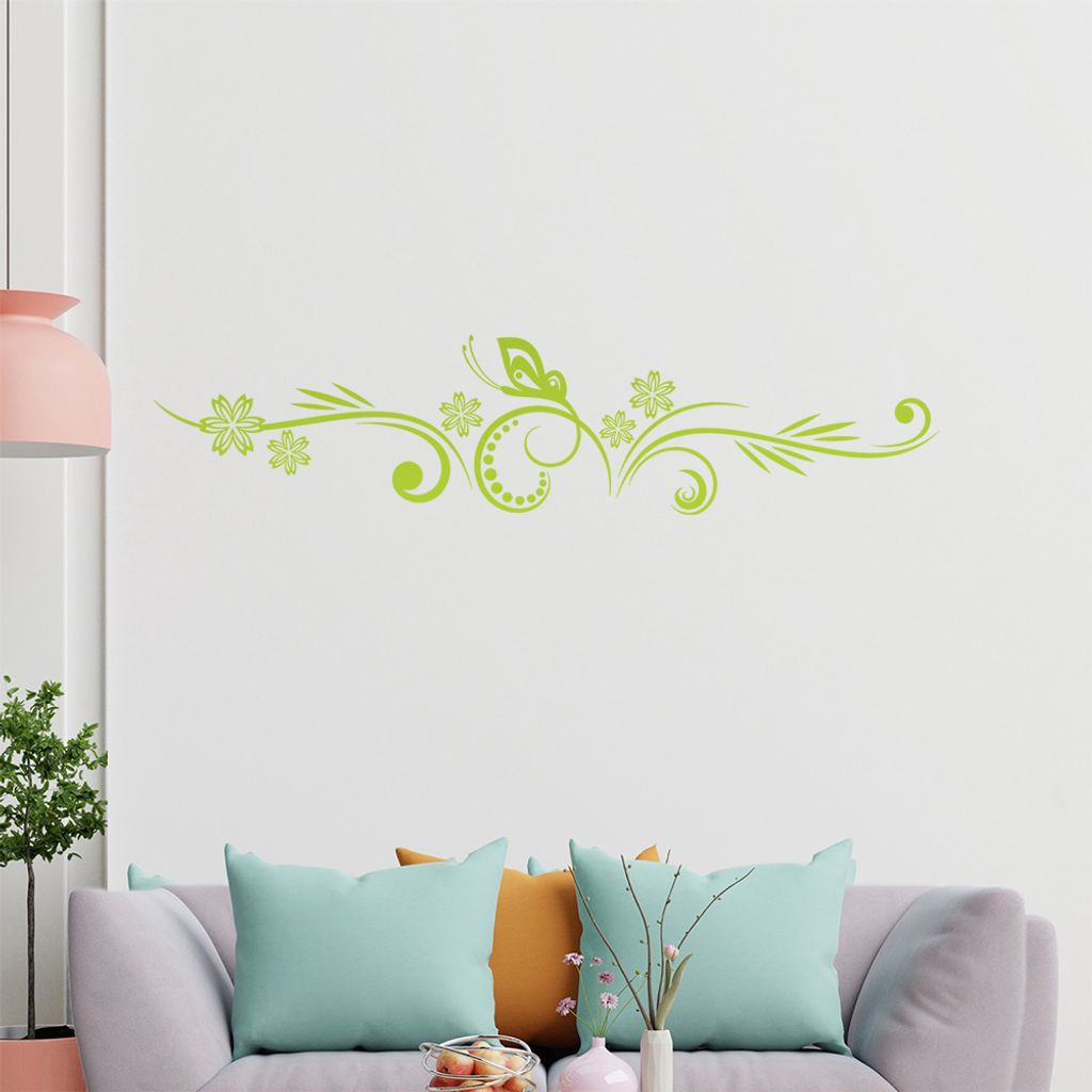 Tribal - Schmetterling - Blütren Wandtattoo in 6 Größen - Wandaufkleber Wall Sticker - Dekoration, Küche, Wohnzimmer, Schlafzimmer, Badezimmer