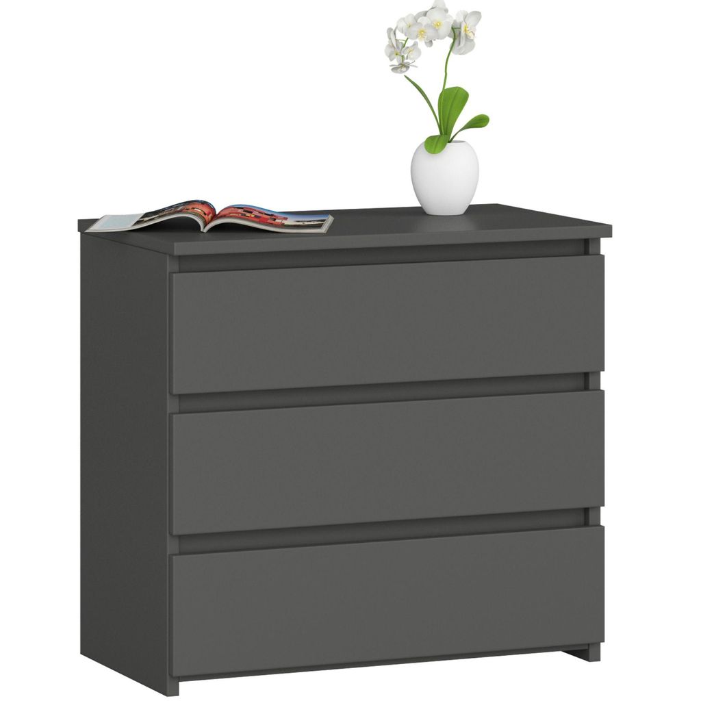 Nachttisch Kommode Schlafzimmer Wohnzimmer Nachtkommode CL3 mit 3 Schubladen B60 x H57 x T35 cm Grau