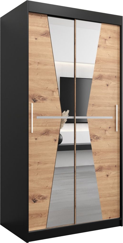 Kleiderschrank, Schiebetürenschrank Schlafzimmer, Schrank mit Spiegel MAROKO 100 cm