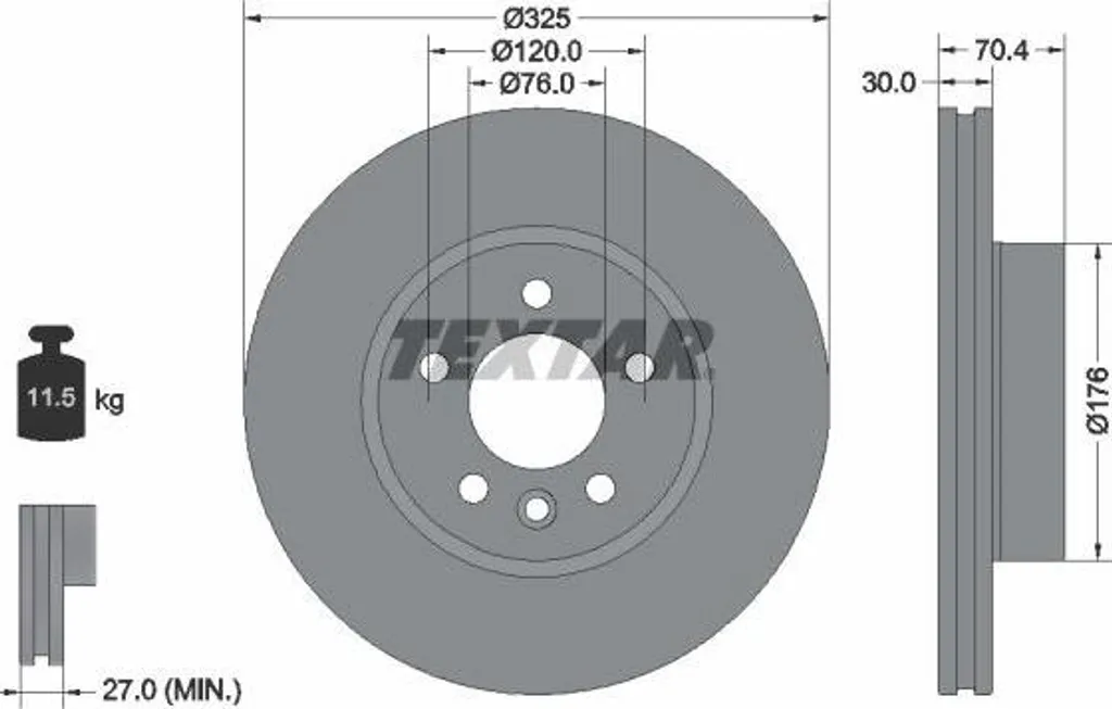 Disque de frein anti-vibration TEXTAR 2N0615301B fiable pour Crafter