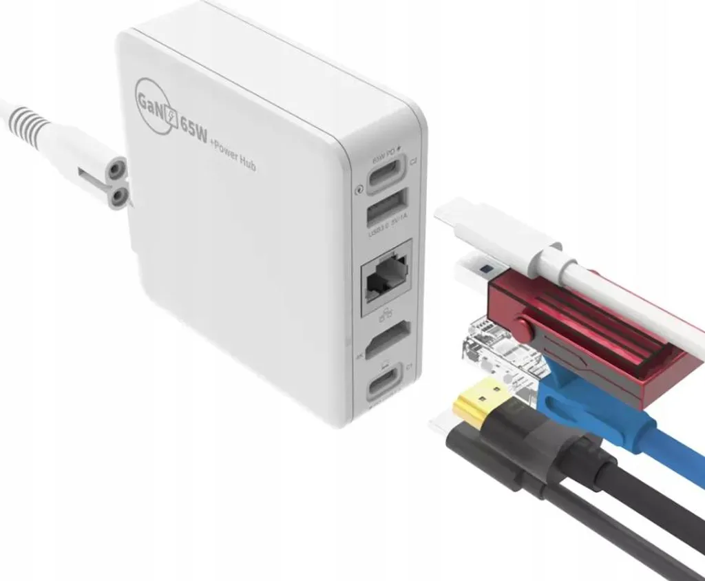 Station de Travail Portable Chargeur 65W GaN HDMI 4K RJ45 pour Voyage