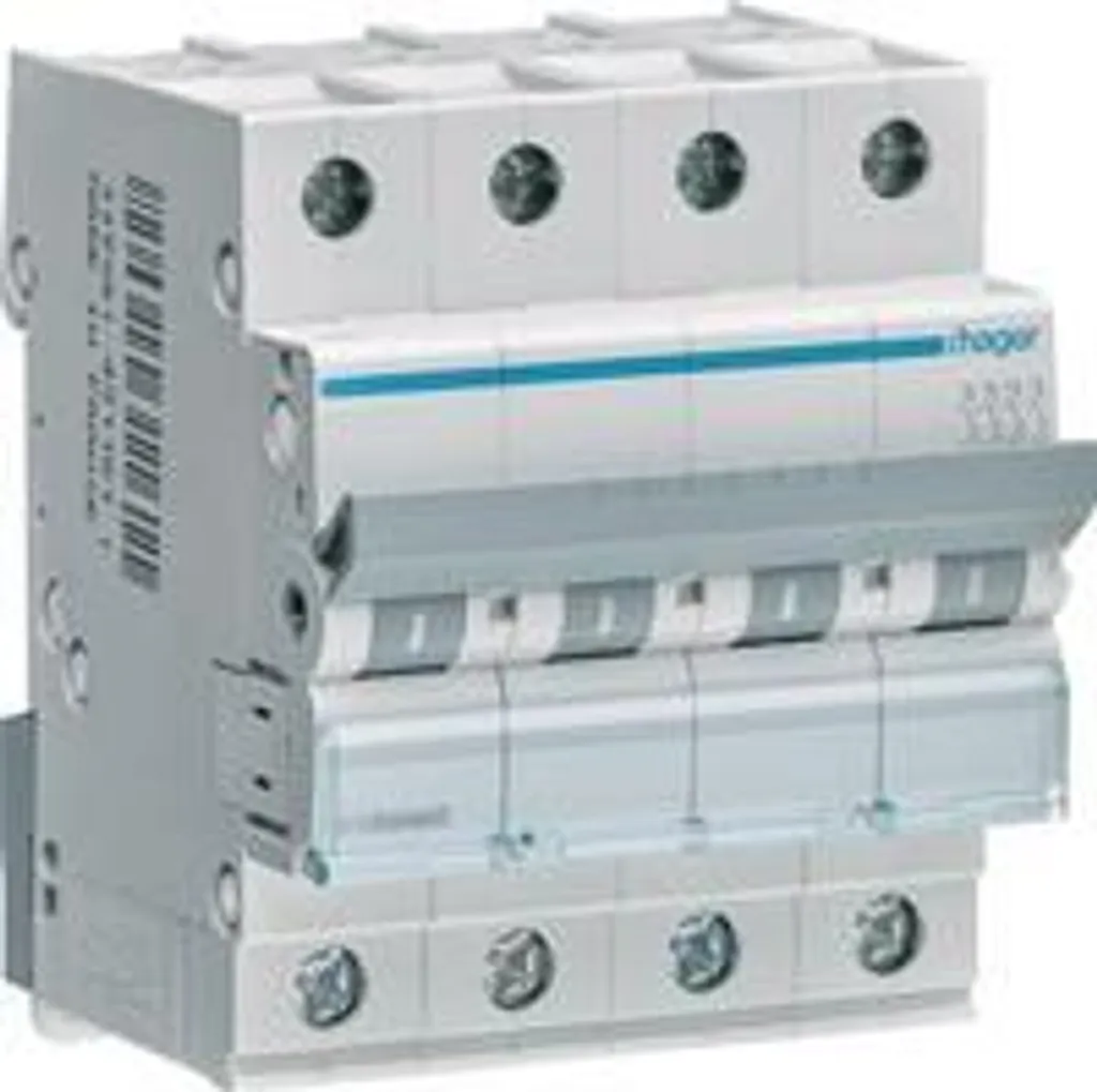 Hager MCN425 Disjoncteur 4P 25A Courbe C 6kA Haute Performance IP20