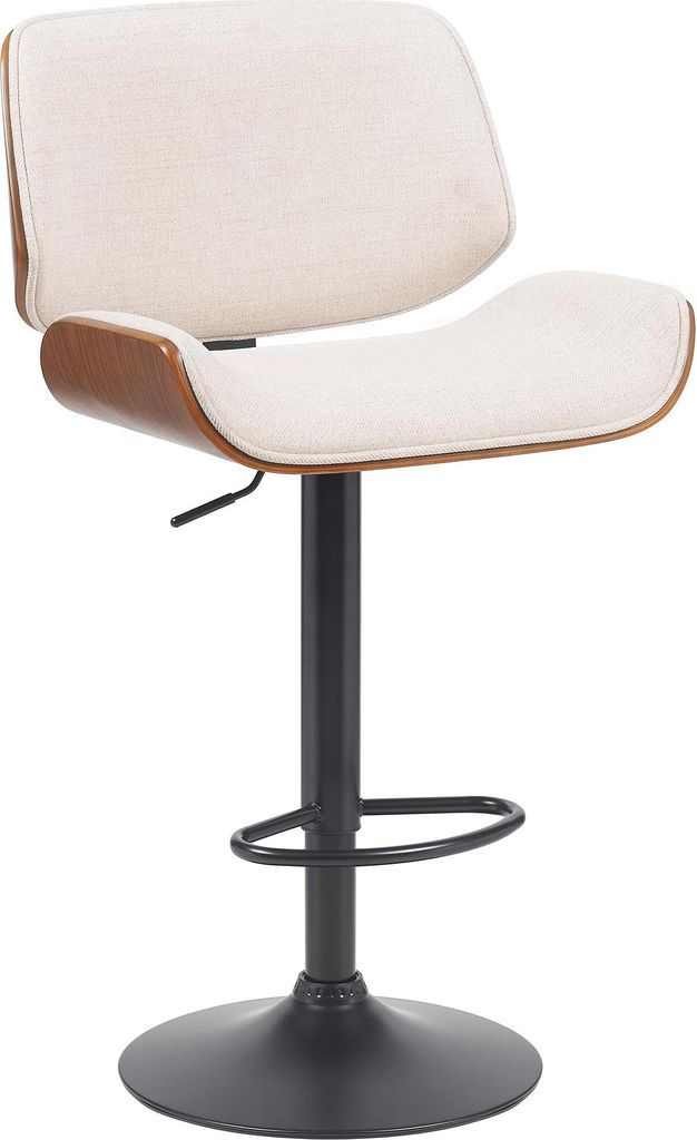 CLP Barhocker Beverley Stoffbezug Bugholz höhenverstellbar und drehbar Farbe:walnuss/creme