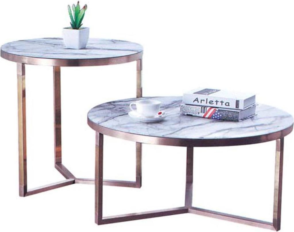 Designer Couch Tisch Rund Tische Runde Sofa Metall Glas Beistell Wohn zimmer Neu